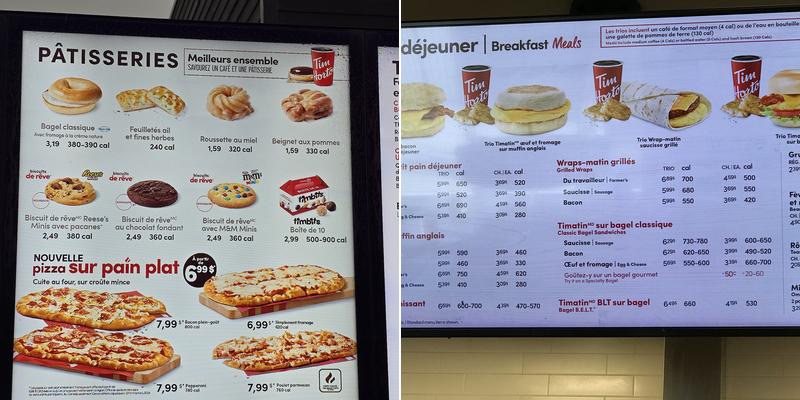 Tim Hortons Menu