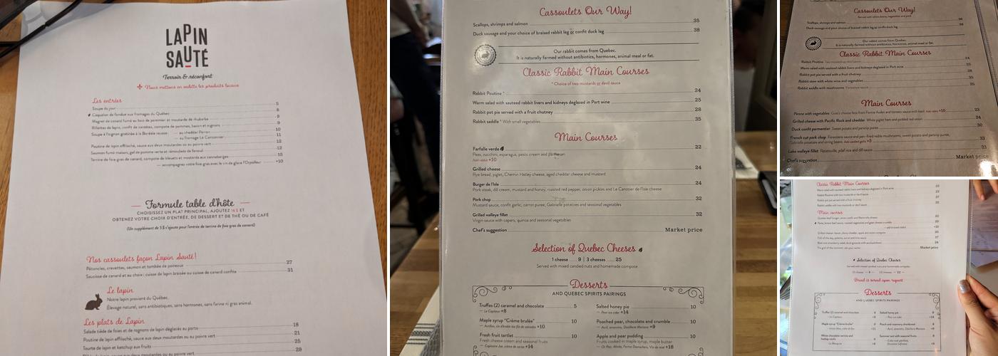 Le Lapin Sauté Menu