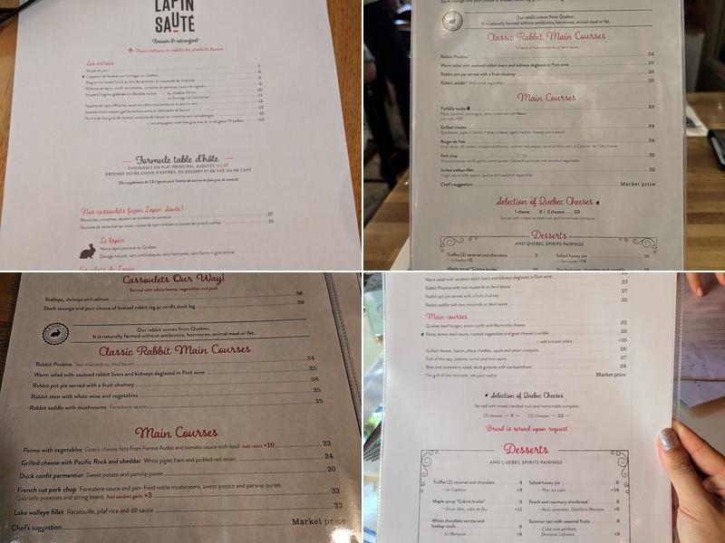 Le Lapin Sauté Menu