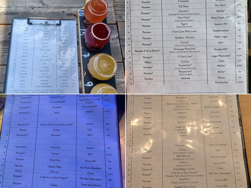 Noctem Artisans Brasseurs St-Roch Menu