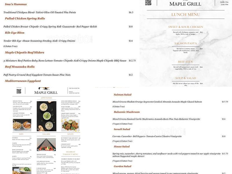 Maple Grill Menu
