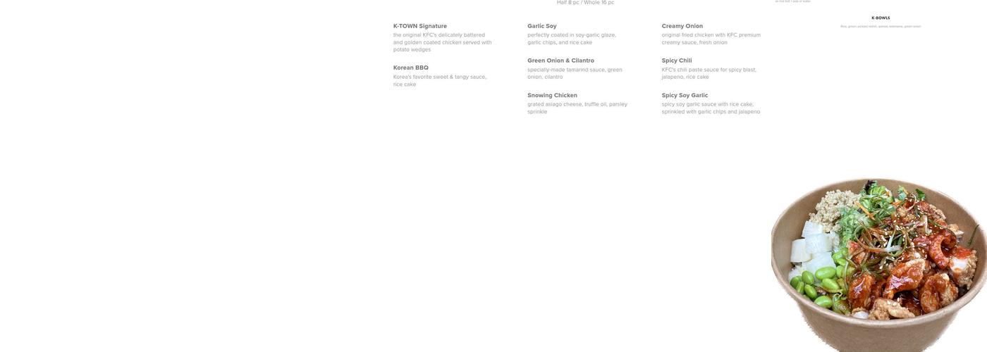 K Town Fried Chicken Menu