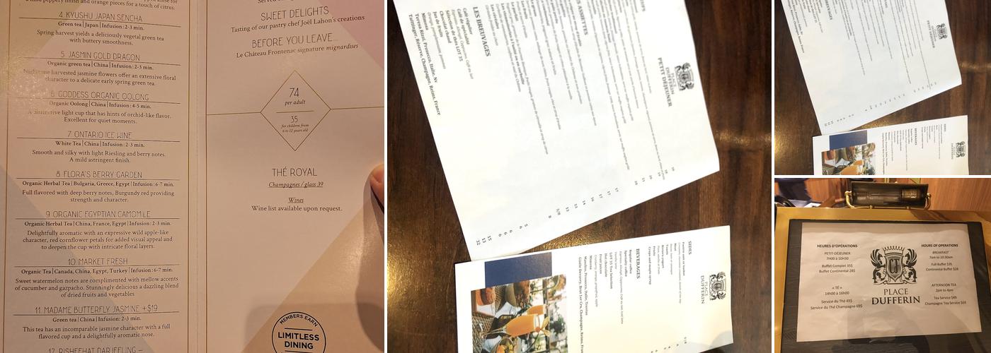 Place Dufferin Menu