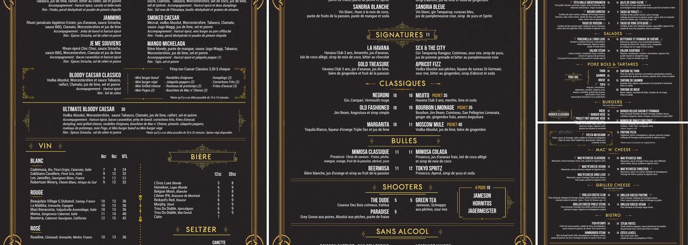 L'Gros Luxe Québec Menu