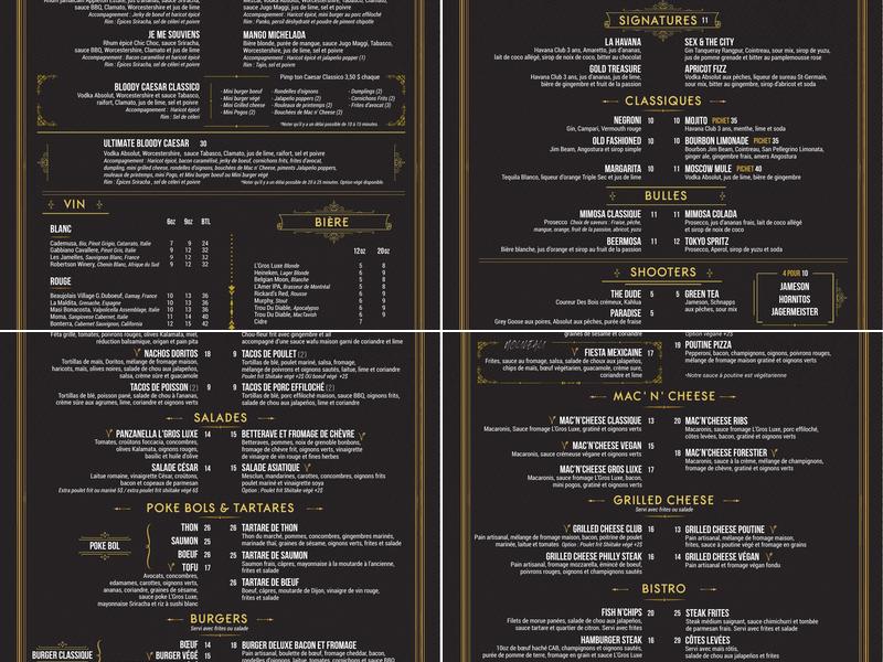 L'Gros Luxe Québec Menu