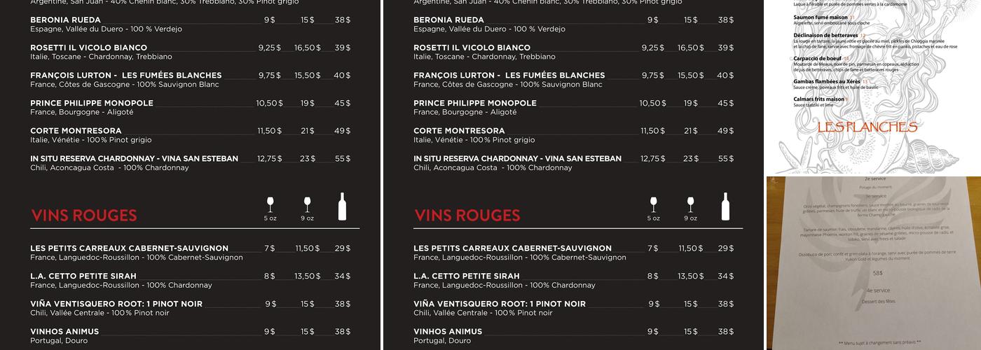 Phoenix du Parvis Menu