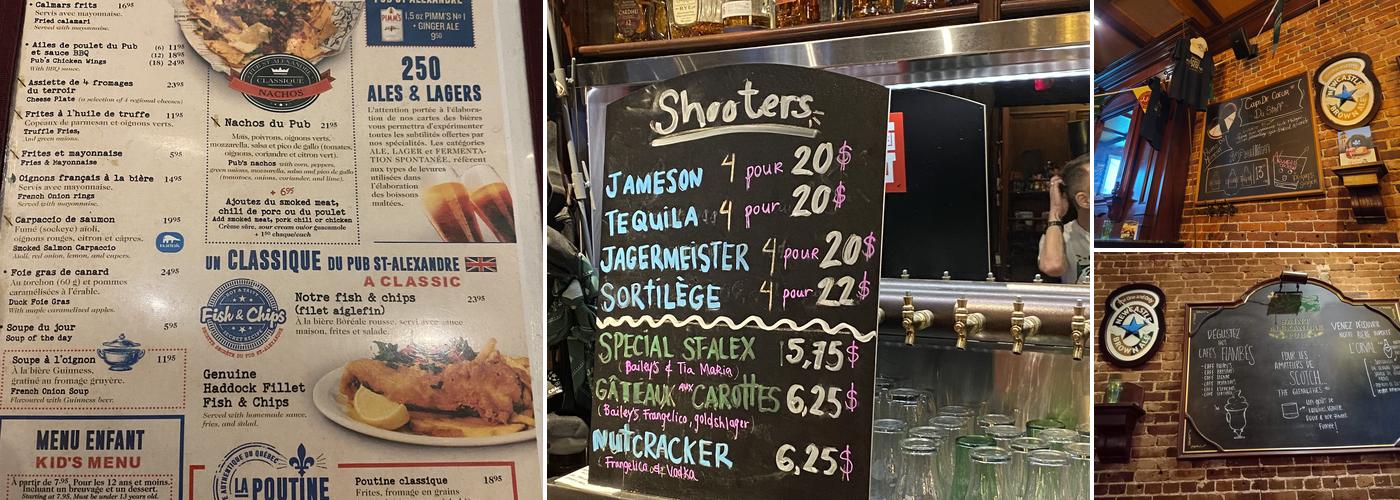 Pub St-Alexandre Menu