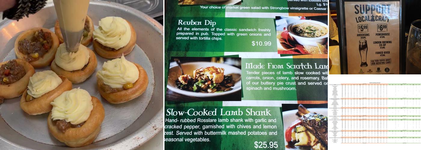 Fionn MacCool's Menu