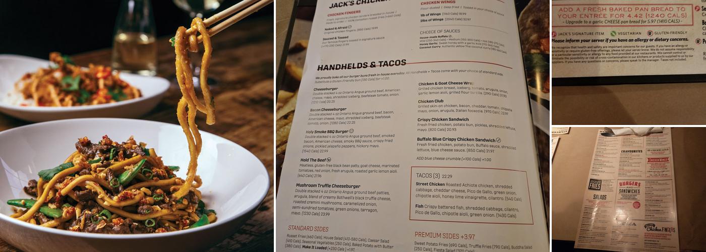 Jack's London South Menu