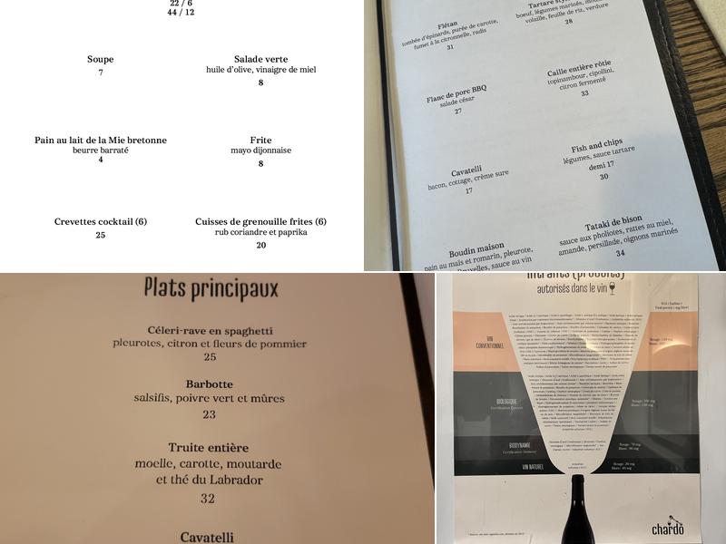 Chardo - resto & bar à vin Menu