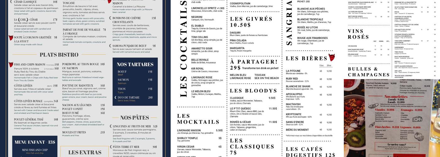 Le Radoteux Menu