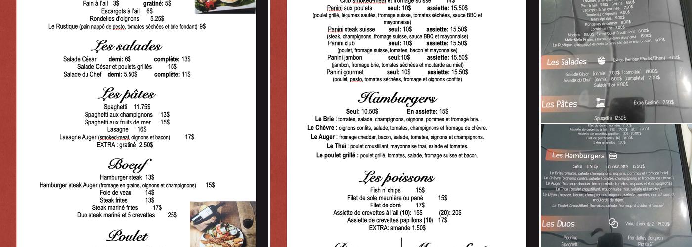 Restaurant Auger Menu