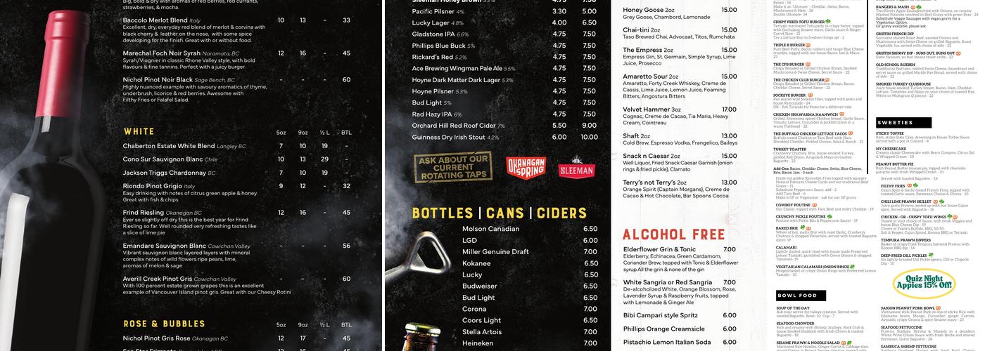 Griffin Pub Menu