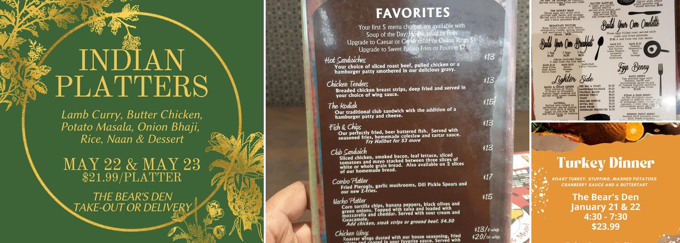 Bears Den Lounge & Motel Menu