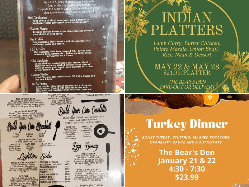 Bears Den Lounge & Motel Menu