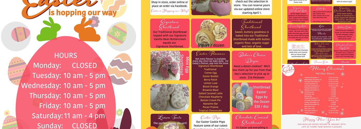 Sable Shortbread Menu
