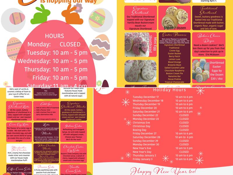 Sable Shortbread Menu