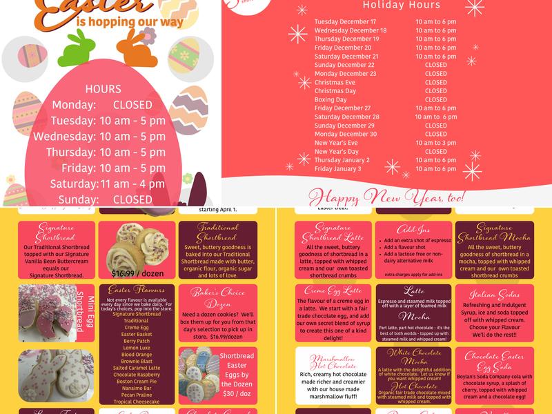 Sable Shortbread Menu