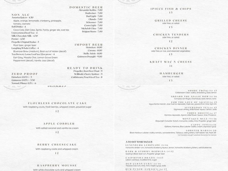 The Old Fish Factory Restaurant Menu