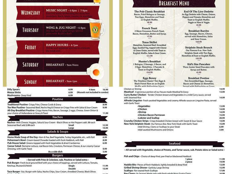 End of the Line Restaurant & Pub Menu