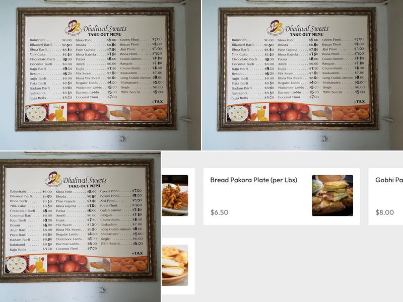 Dhaliwal Sweets & Chaat House Menu