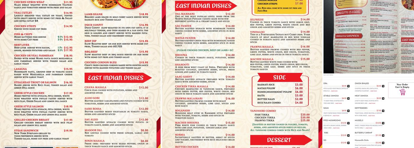 Highway Host Restaurant Menu