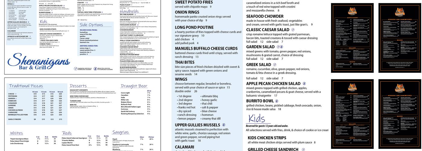 Shenanigans Menu