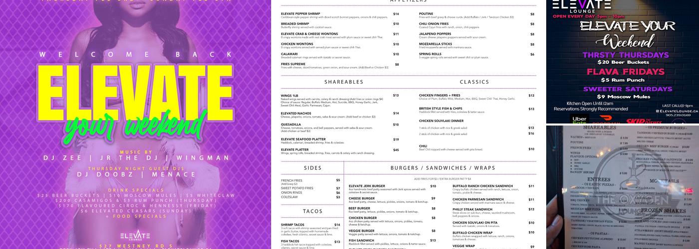 Elevate Lounge Menu