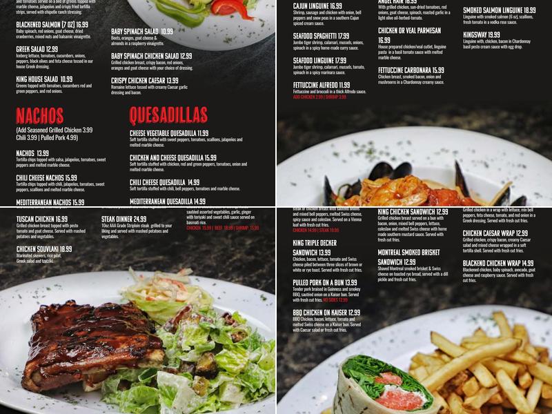 King's Castle Bar & Grill Menu