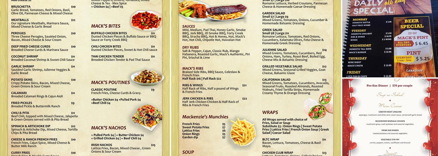 Mackenzie Pub Menu