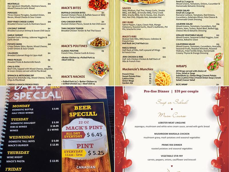 Mackenzie Pub Menu