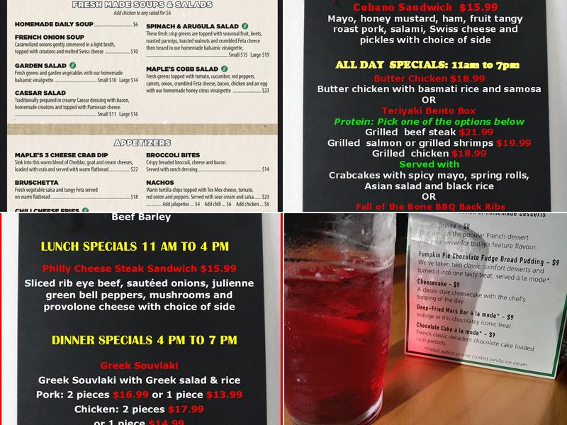 Maple Avenue Tap & Grill Menu