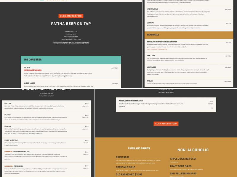 Patina Brewing Co. Brew House & BBQ Menu