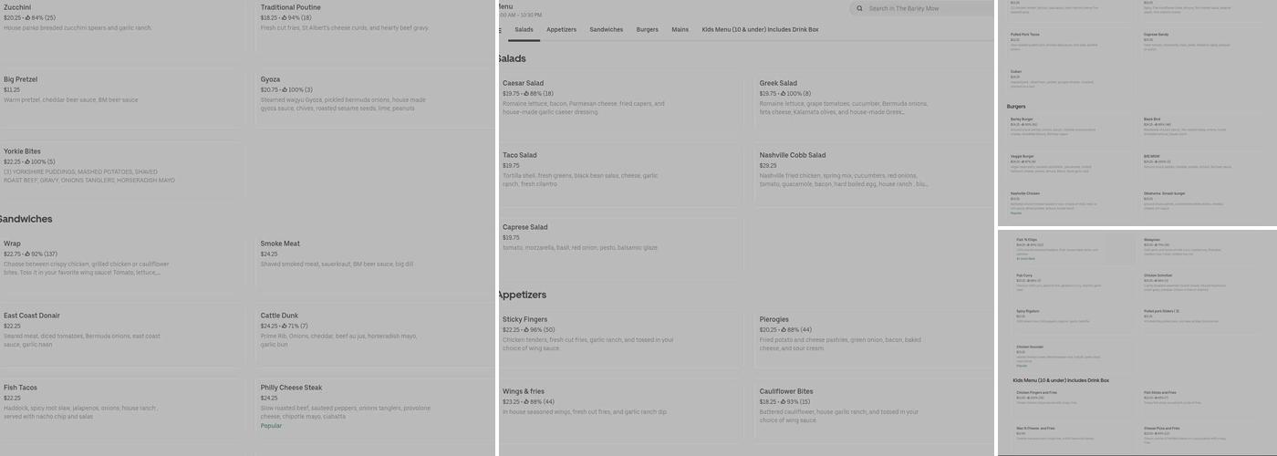 The Barley Mow Orleans Menu