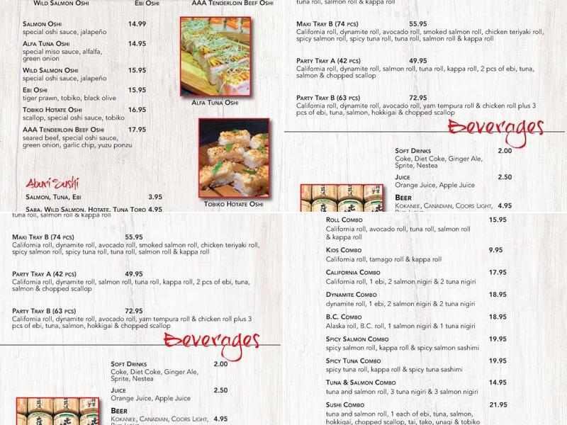 Sushi Hon Menu