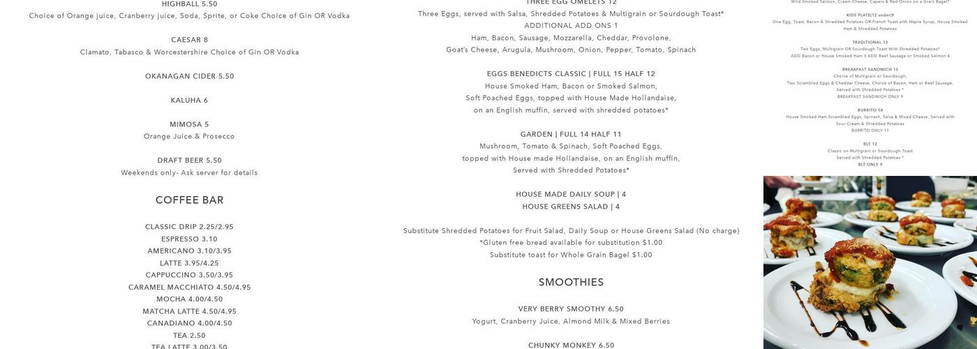 Gabriella's Restaurants Ltd Menu
