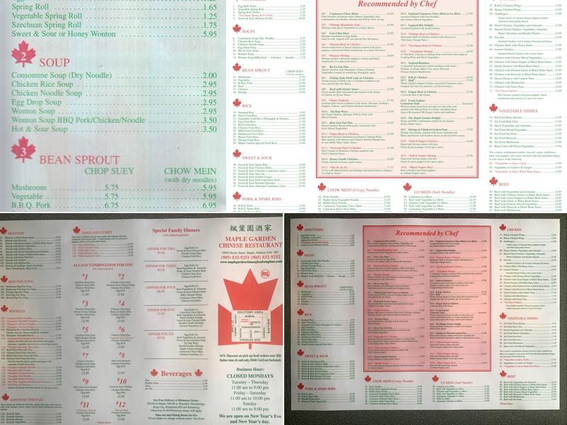Maple Garden Chinese Restaurant Menu
