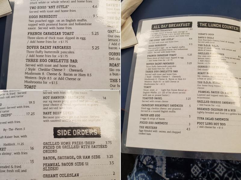 Dover Dairy Bar Menu