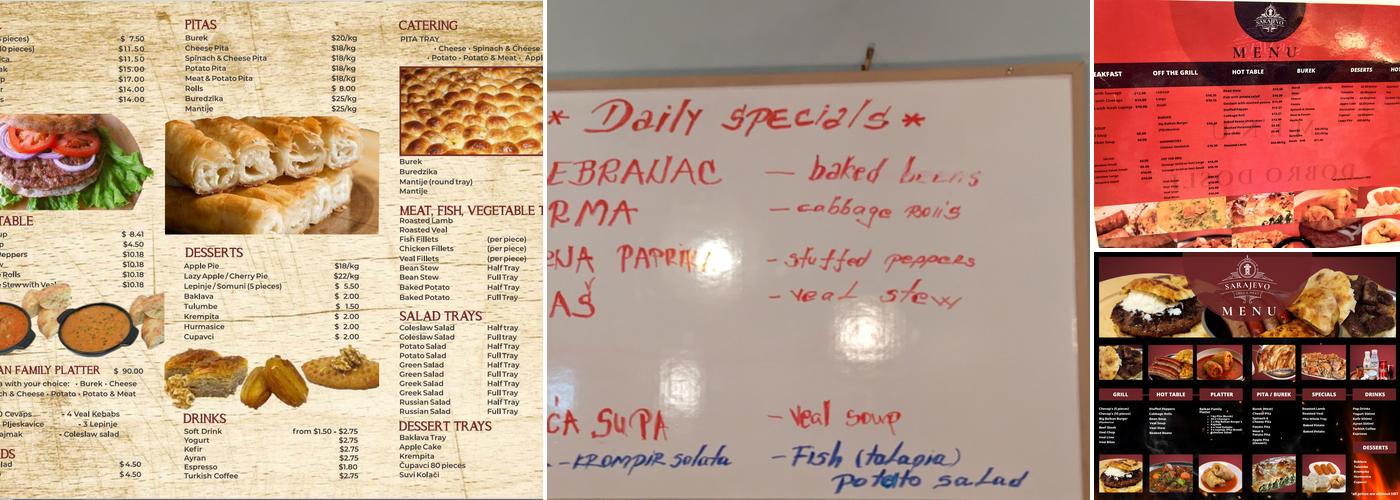 Sarajevo Grill & Meat Menu