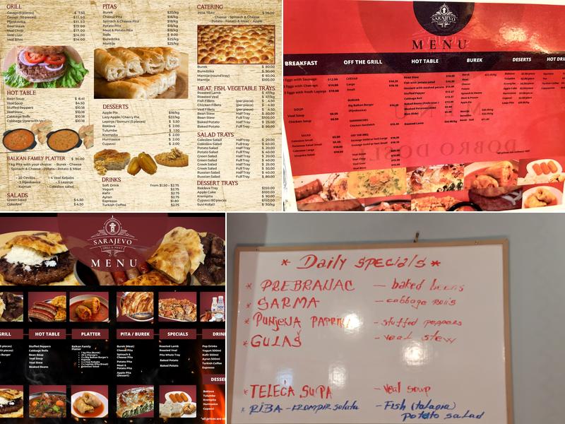 Sarajevo Grill & Meat Menu
