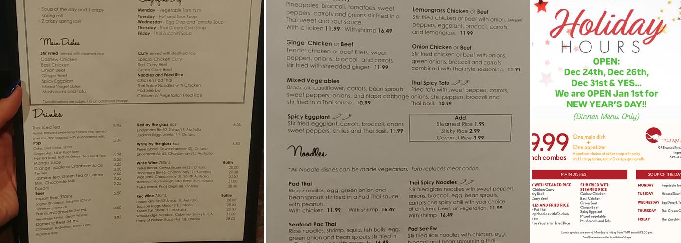Mango Salad Menu