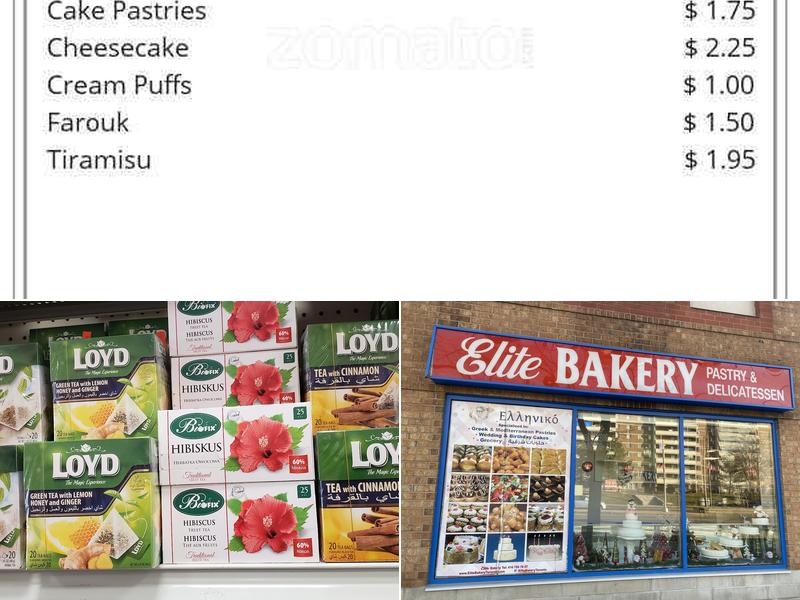 Elite Bakery Menu