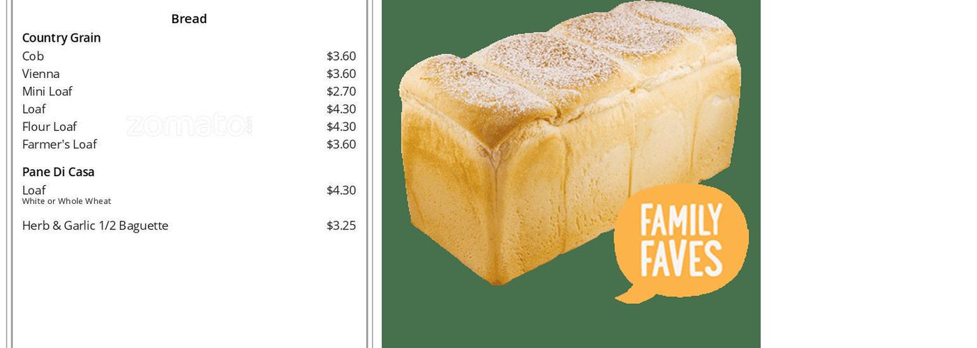 COBS Bread Menu