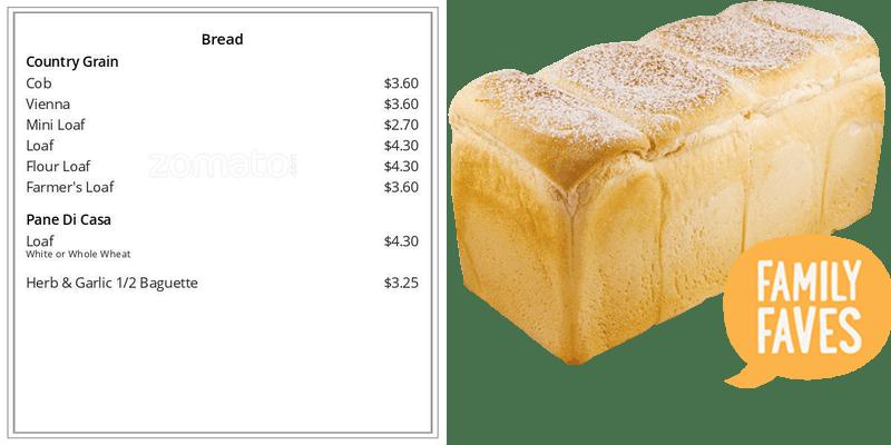 COBS Bread Menu