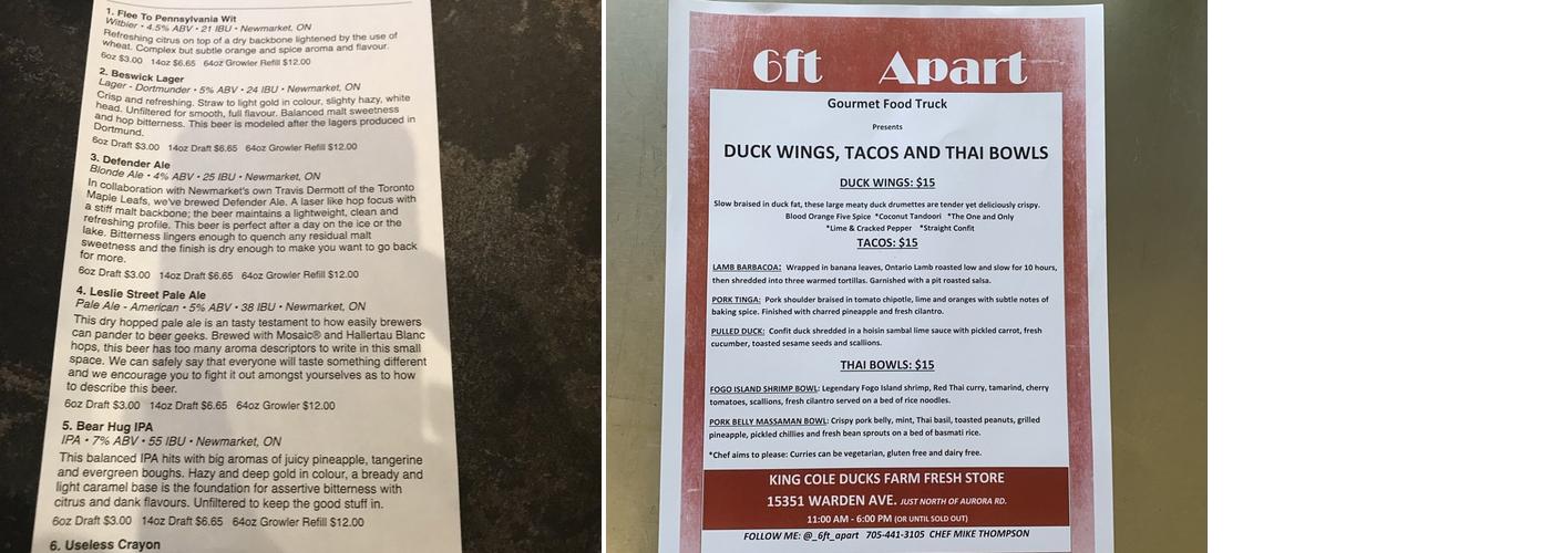 Market Brewing Company Menu