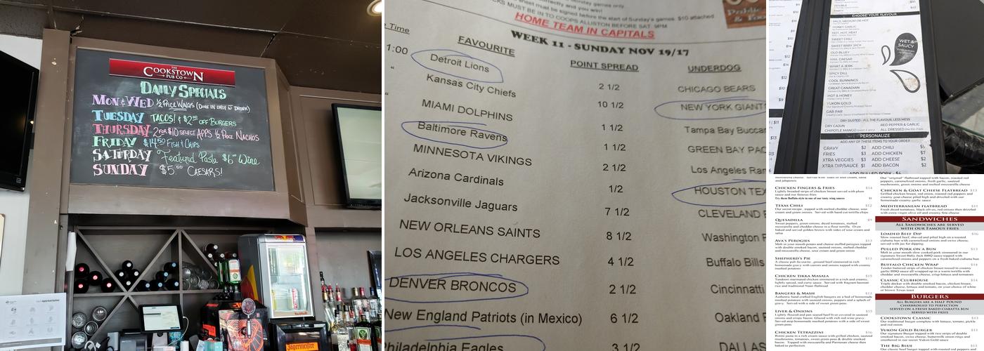 The Cookstown Pub Co Menu