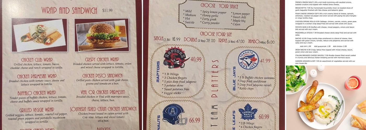 The Lion Pub And Grill - Newmarket Menu