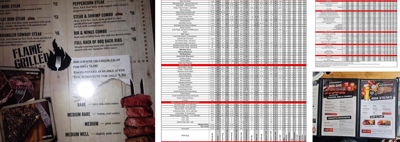 Chuck's Roadhouse Bar & Grill Menu