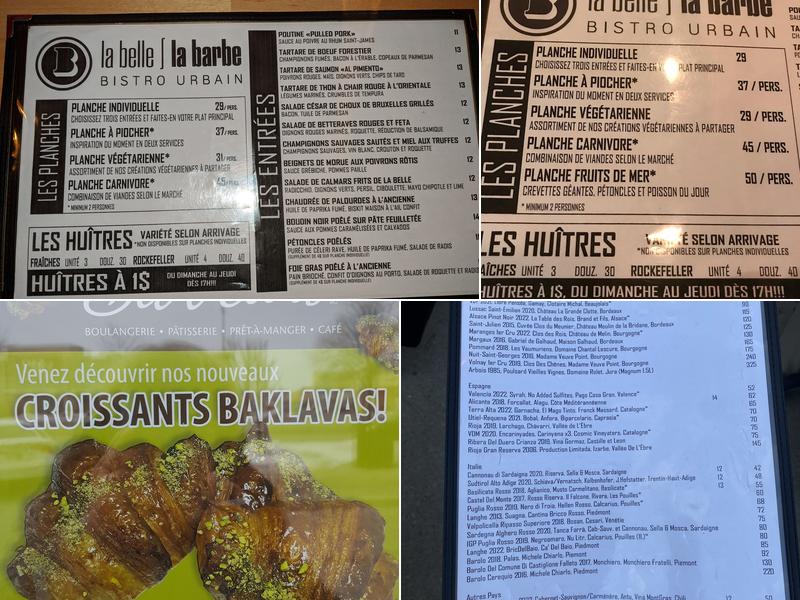 La Belle et La Barbe - Bistro Urbain Menu