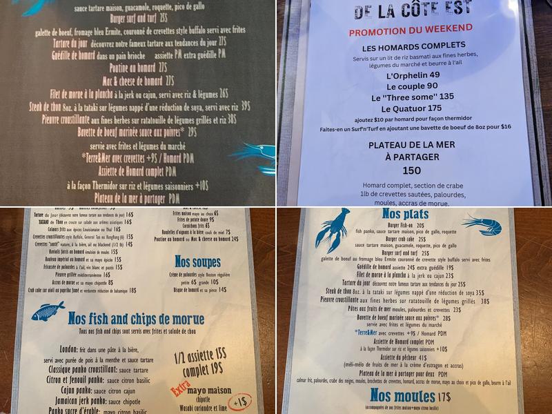 Le Shack Du Pêcheur Boucherville Menu